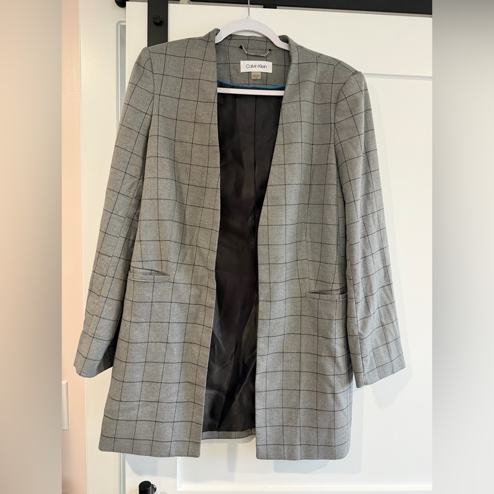 Calvin Klein Black and Gray Checkered Jacket